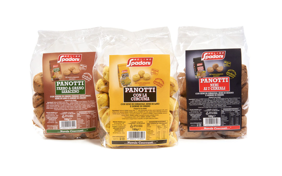 Nuovi “Panotti” Molino Spadoni: tre referenze ai 7 cereali, alla curcuma e al farro & grano saraceno, perfette come sostituivi del pane, aperitivi o snack
